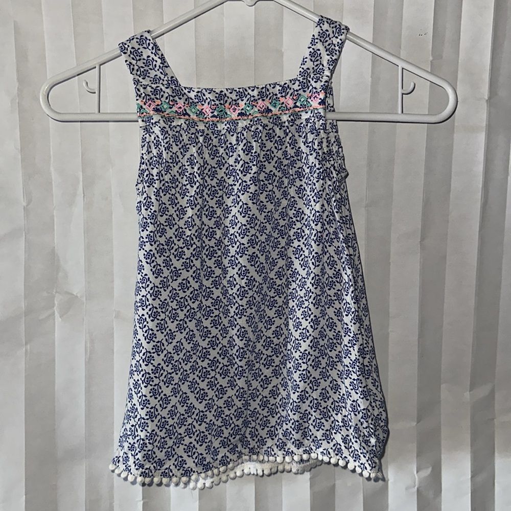 Carter’s Girls Blue Floral Sleeveless Top Size 6 Button Back Tank